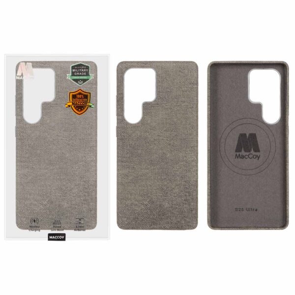 قاب اورجینال MacCoy پارچه ای لنز فلزی Magsafe Samsung Galaxy S25 Ultra - خاکستری (پک دار)