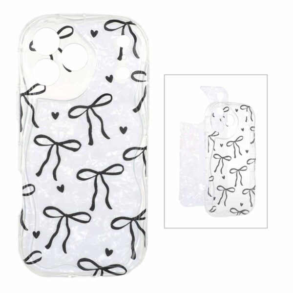 قاب کنگره ای ژله ای شفاف طرح دار با کاور ماربل Apple iPhone 17 Pro Max - کد 36