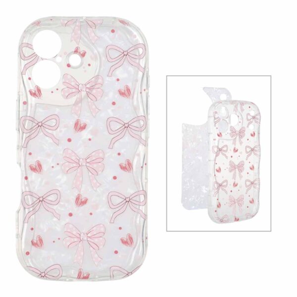 قاب کنگره ای ژله ای شفاف طرح دار با کاور ماربل Apple iPhone 17 - کد 75