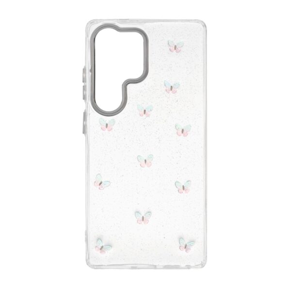 قاب رزینی پروانه برجسته شاین لنز سیلور Samsung Galaxy S25 Ultra - طرح 4