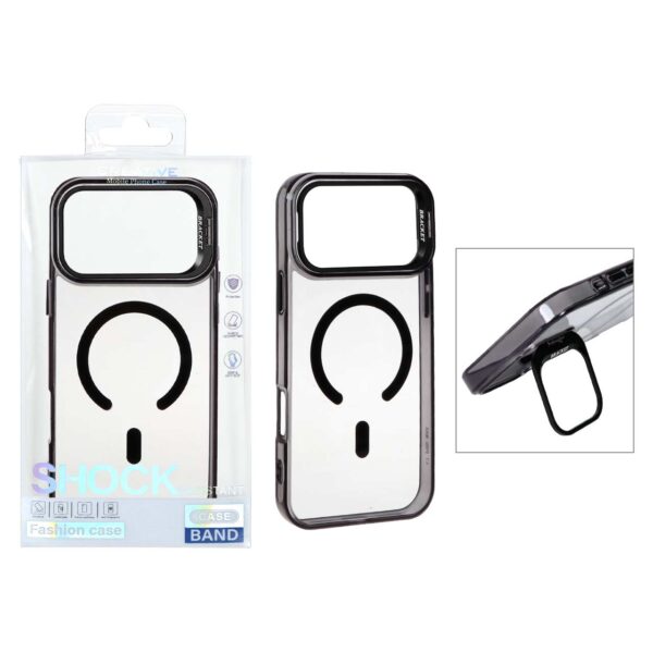 قاب اورجینال Bracket کریستالی MagSafe لنز آلومینیومی Apple iPhone 17 Pro Max - مشکی (پک دار)